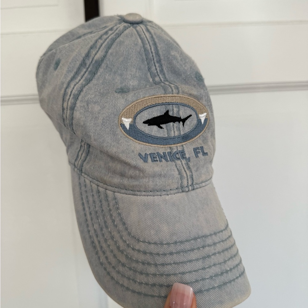 Gray / Blue Shark Embroidered Cap